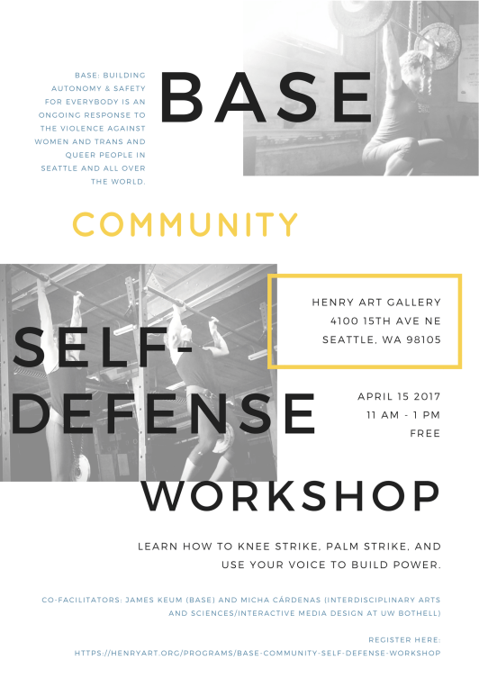 Flyer for BASE Community Self-Defense Workshop