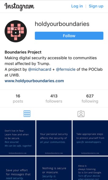 Screenshot of @holdyourboundaries Instagram Page