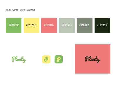 Brand tile for Plenty, with logos and color palette