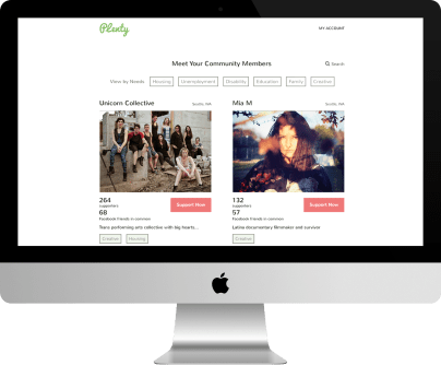 Image of Plenty crowdsourcing website homepage on a Mac desktop